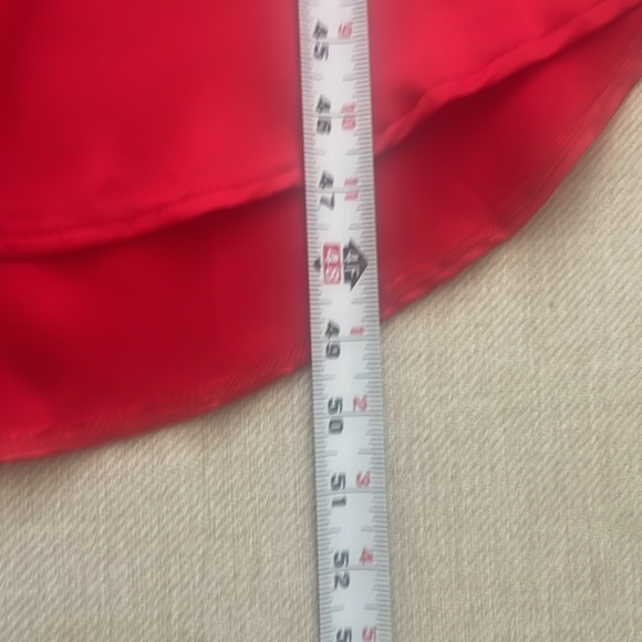 She +Sky Red Drop Shoulder Satin Dress, Small - Picture 12 of 13